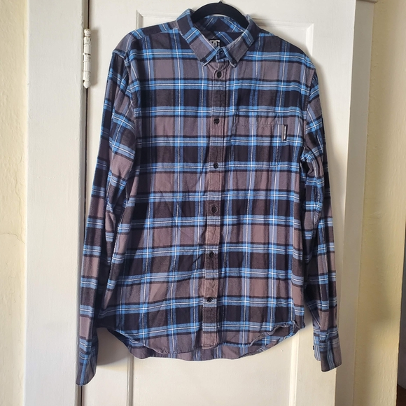 DC Men's Casual Blue and Grey Plaid Shirt - Picture 1 of 8
